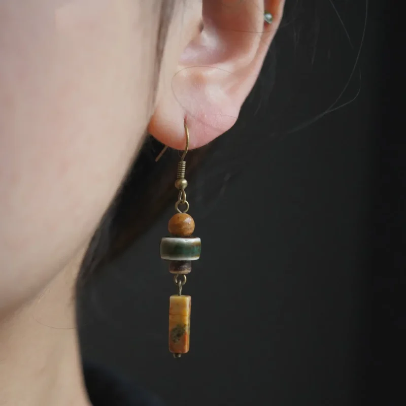 925 silver gold-plated earrings with vintage Chinese-style design for elegant daily wear