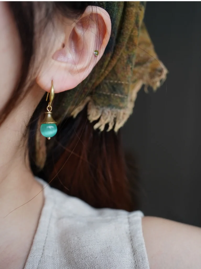 Vintage-style blue dangle earrings, handcrafted jewelry with timeless elegance