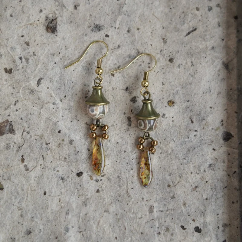 Glass bead earrings blend vintage Chinese style with heartfelt holiday gift appeal for mother or daughter.