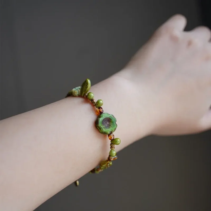 Green handmade bracelet brings natural charm and pairs effortlessly with your everyday fashion.