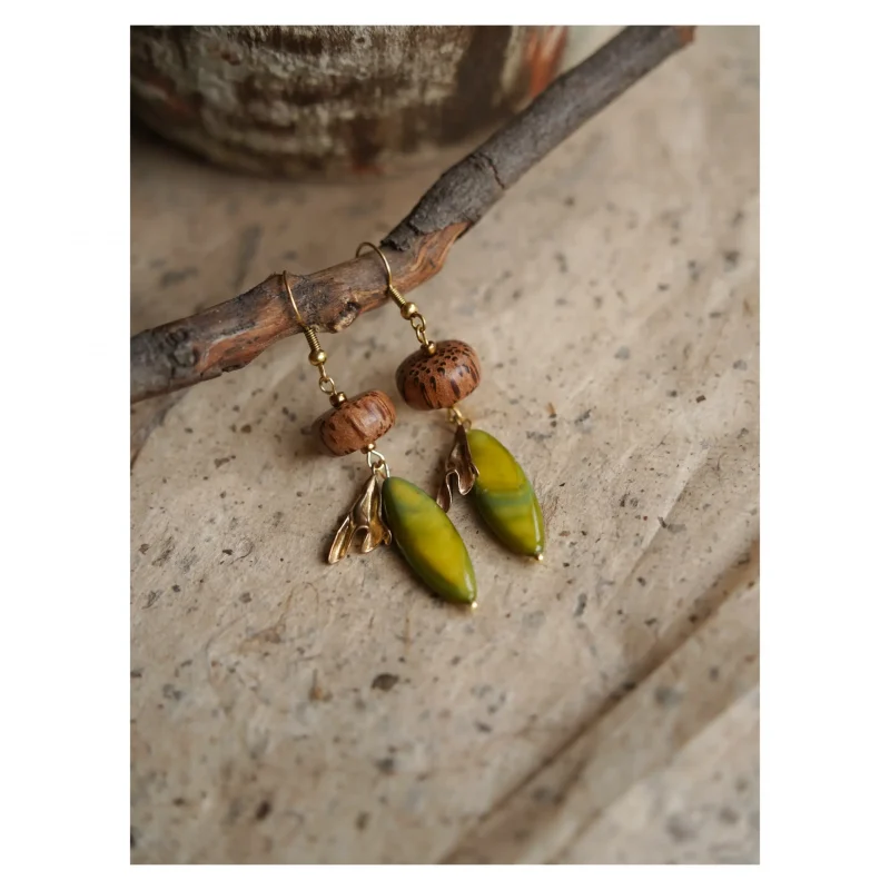 Brass-accented handmade dangle earrings designed for effortless commuter style