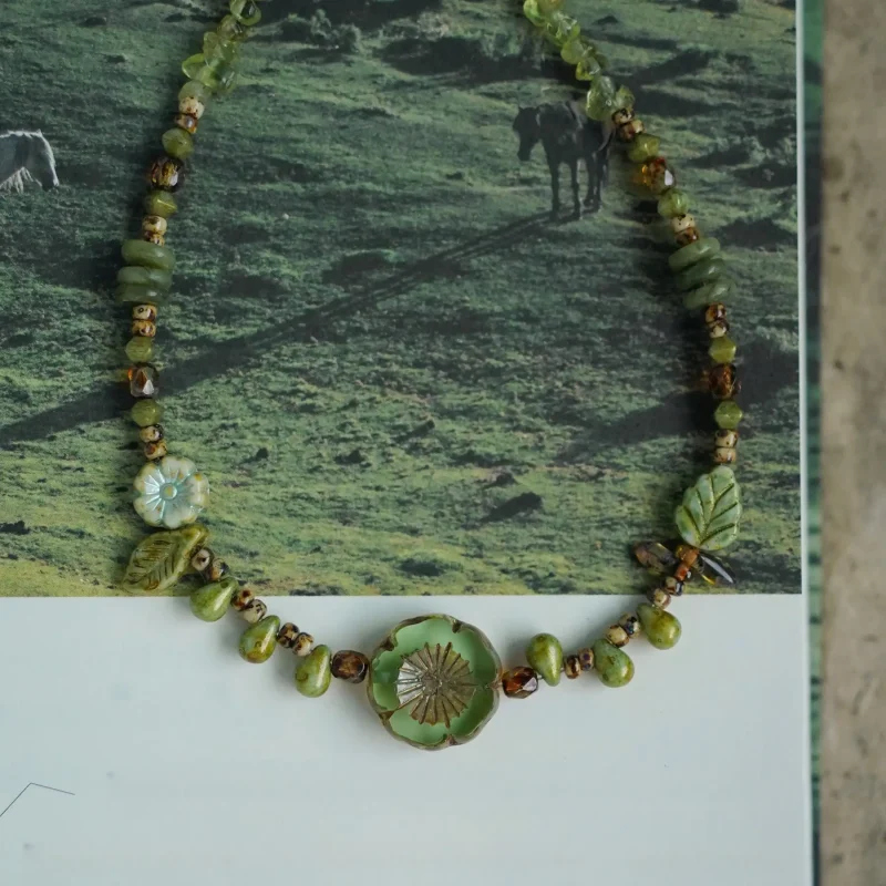 Handmade ethnic necklace with natural stones brings effortless charm to holiday outfits