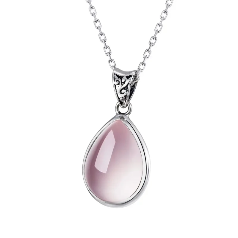 Crystal silver necklace with natural gemstone sparkles with romantic charm—an elegant gift for her.