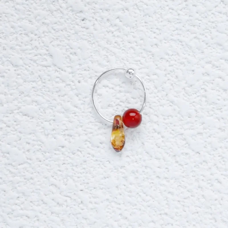 Exquisite handmade earrings with natural red agate, brightening up everyday outfits.