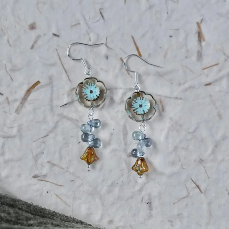 Vintage Czech bead floral earrings showcase artisan charm in handmade women's accessories.