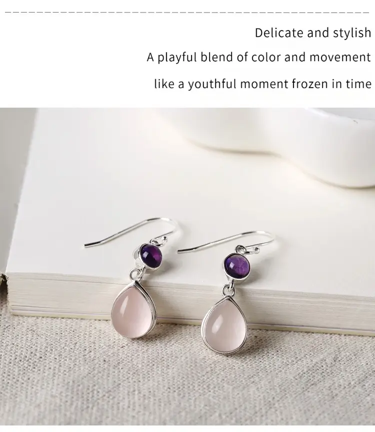 PeonyJewels rose quartz earrings feature a sleek, stylish design loved by women for everyday elegance