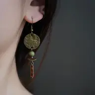 Vintage brass earrings with tiger eye stone in daily wear style