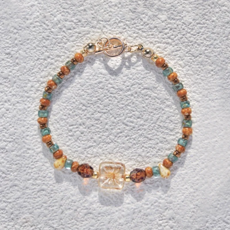 Vintage beaded bracelet accented with Miyuki seed beads, handcrafted for a unique look