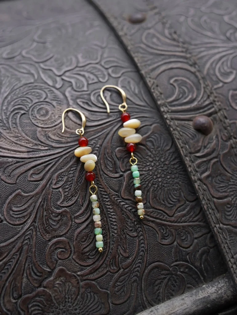 6cm long dangle earrings featuring red agate, perfect for stylish party wear.