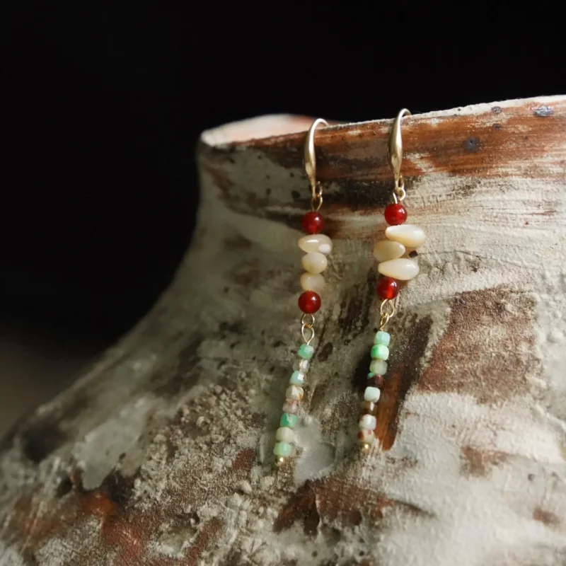 Earrings featuring Australian jade and natural shell, perfect for everyday office wear.