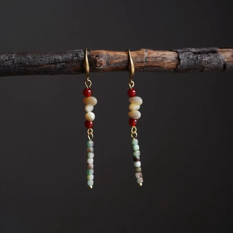 Handmade earrings featuring red agate, designed for women who enjoy minimalist style and everyday wear.