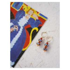 Handmade vintage glass hoop earrings inspired by Matisse, blending artistic flair with practical wearability for everyday style.