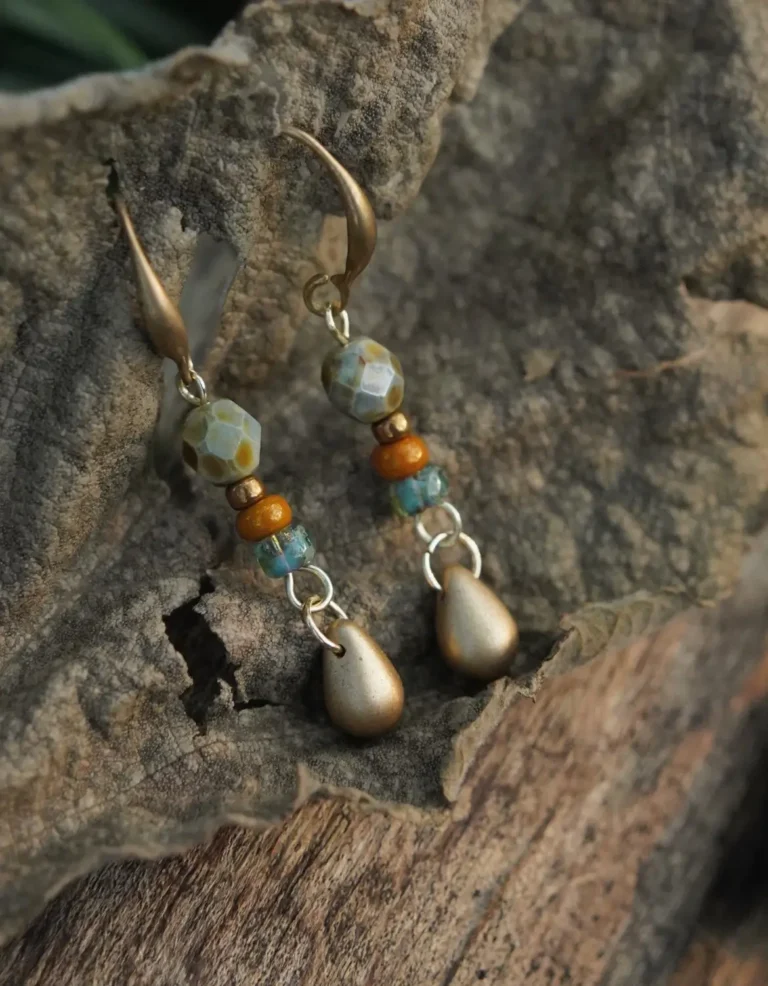 Handmade silver earrings with 925 sterling silver gold-plated hooks, Silver Jewelry Tarnish Care focus