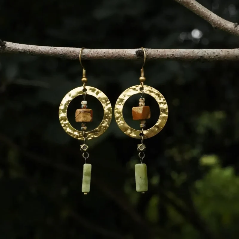 Elegant women’s pendant earrings featuring Southern Jade, designed with a Zen-inspired style for everyday wear.