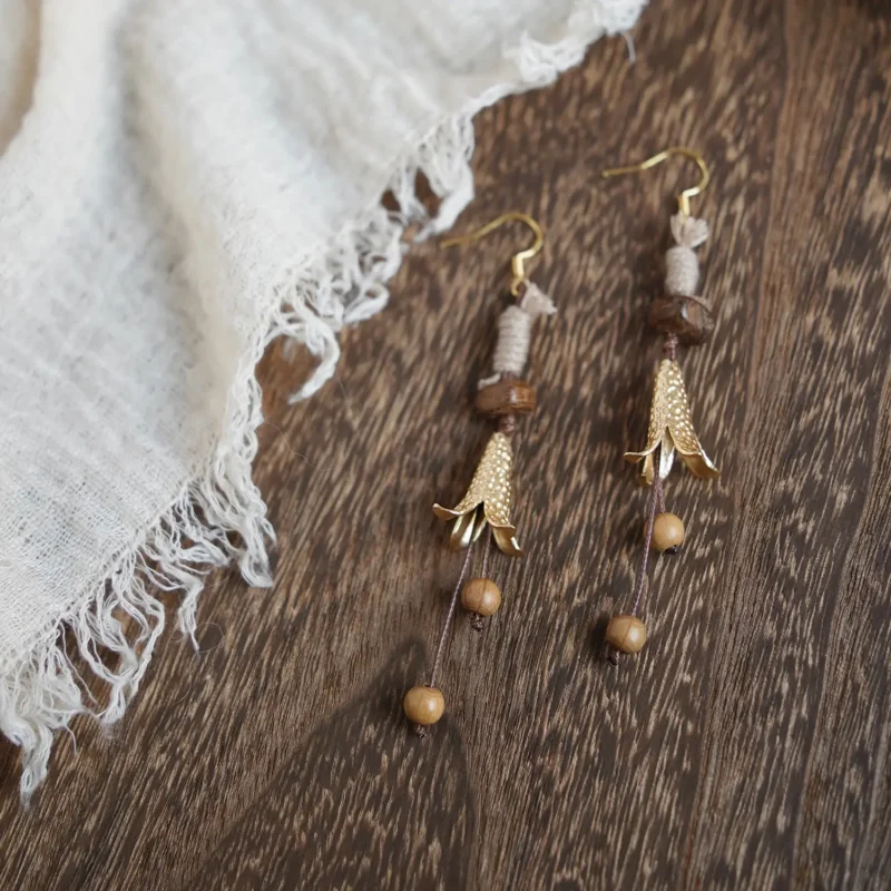 925 sterling silver gold-plated ear hooks designed for sensitive skin in Wabi-Sabi style.