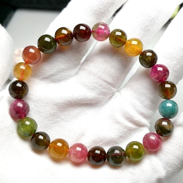 Affordable tourmaline bracelet with smaller, colorful beads, ideal for everyday wear