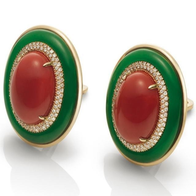 Chantecler coral and gold earrings, exuding remarkable elegance—playful yet refined.