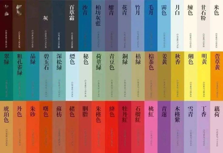 Traditional Chinese color chart featuring classic hues and symbolic meanings.