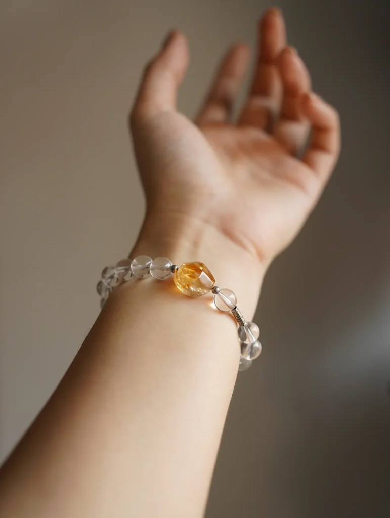 Handmade natural stone jewelry shown worn alone for a minimalist look.