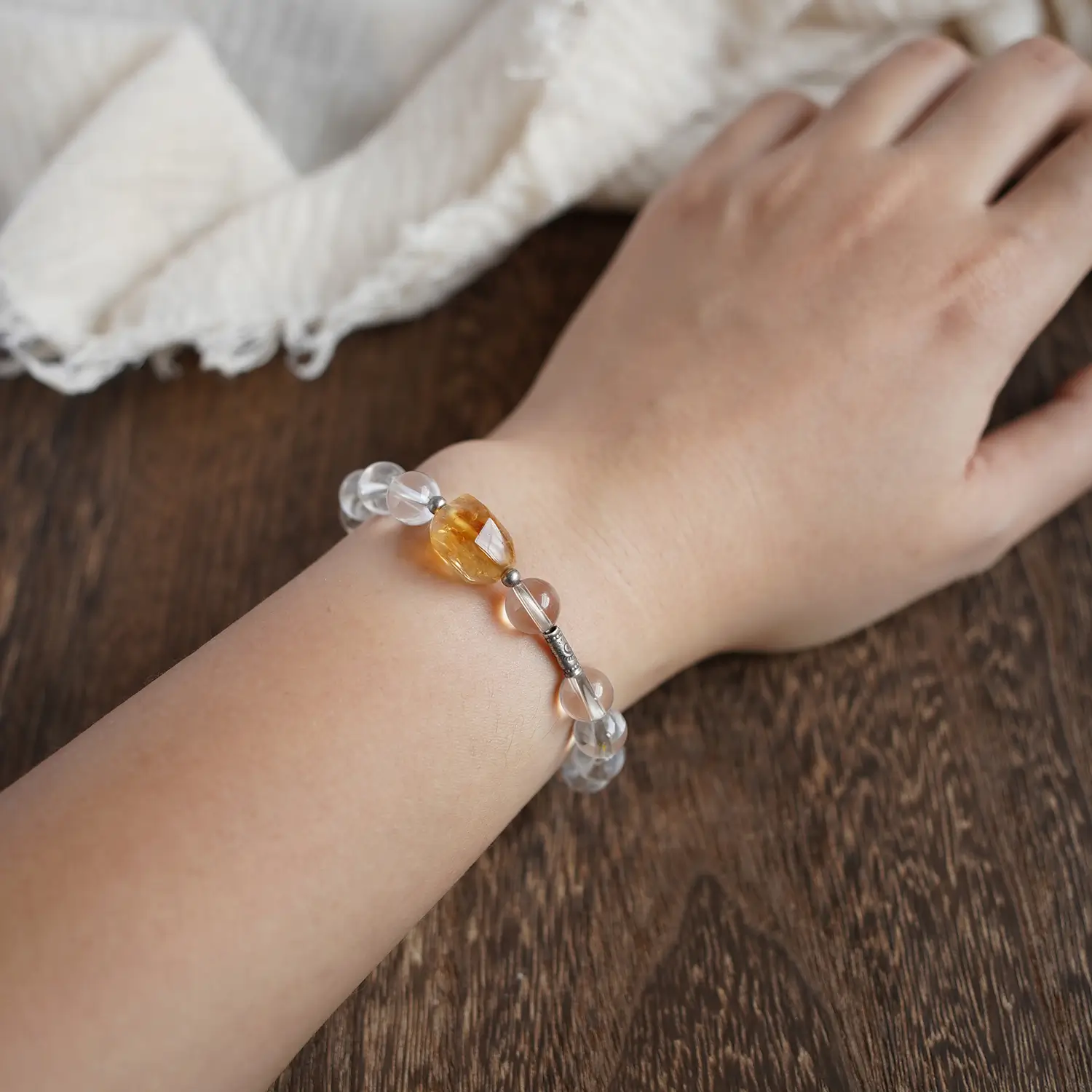 Handmade natural crystal bracelet designed for everyday wear.