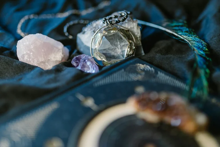Delicate gemstones and crystals arranged for jewelry redesign and spiritual-inspired makeover by PeonyJewels