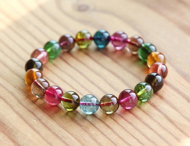 Premium tourmaline bracelet with large, vivid beads, featuring high-clarity gemstones and rich colors