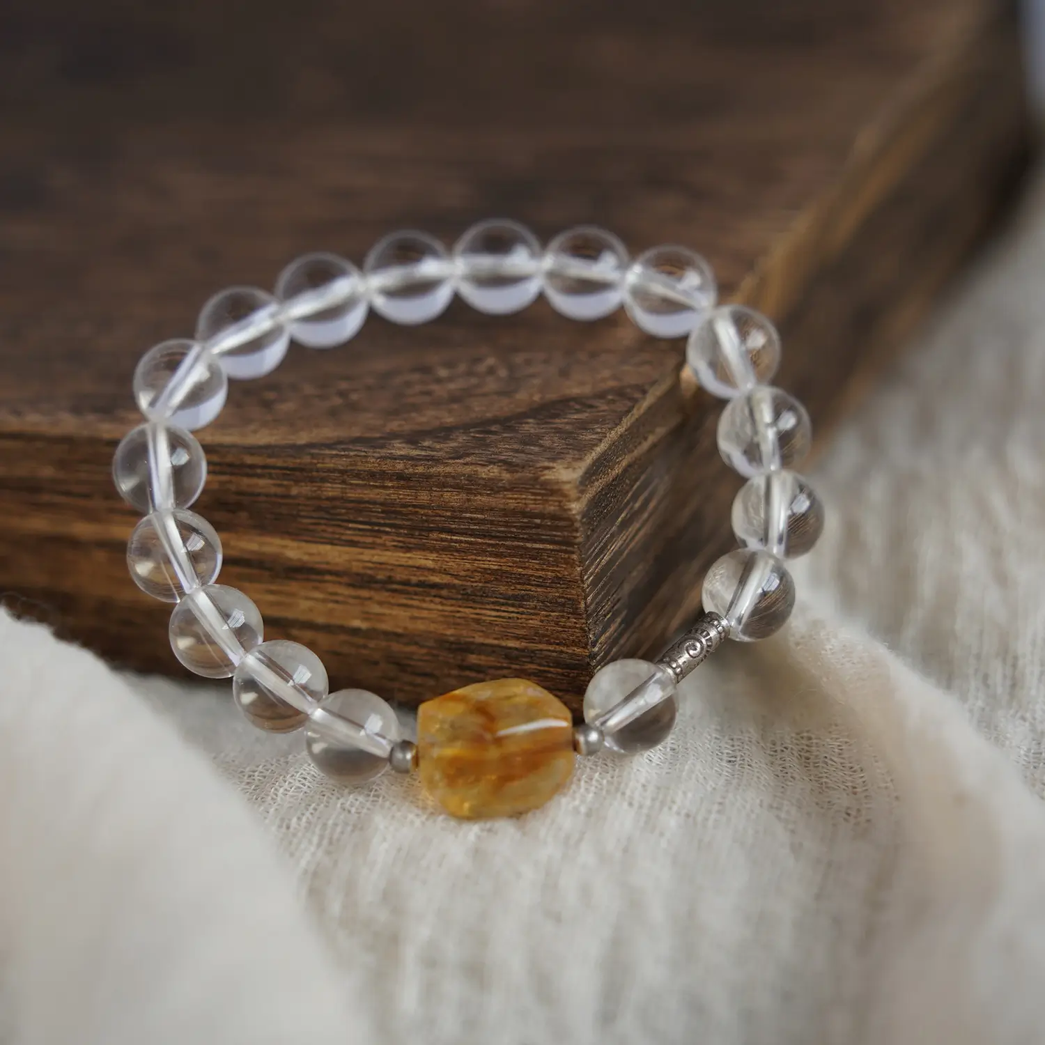 Stretch beaded bracelet featuring citrine for easy and stylish wear.