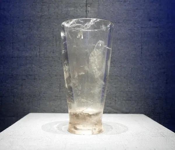 A 2,000-year-old ancient Chinese crystal cup unearthed from a Warring States tomb, showcasing exquisite craftsmanship.