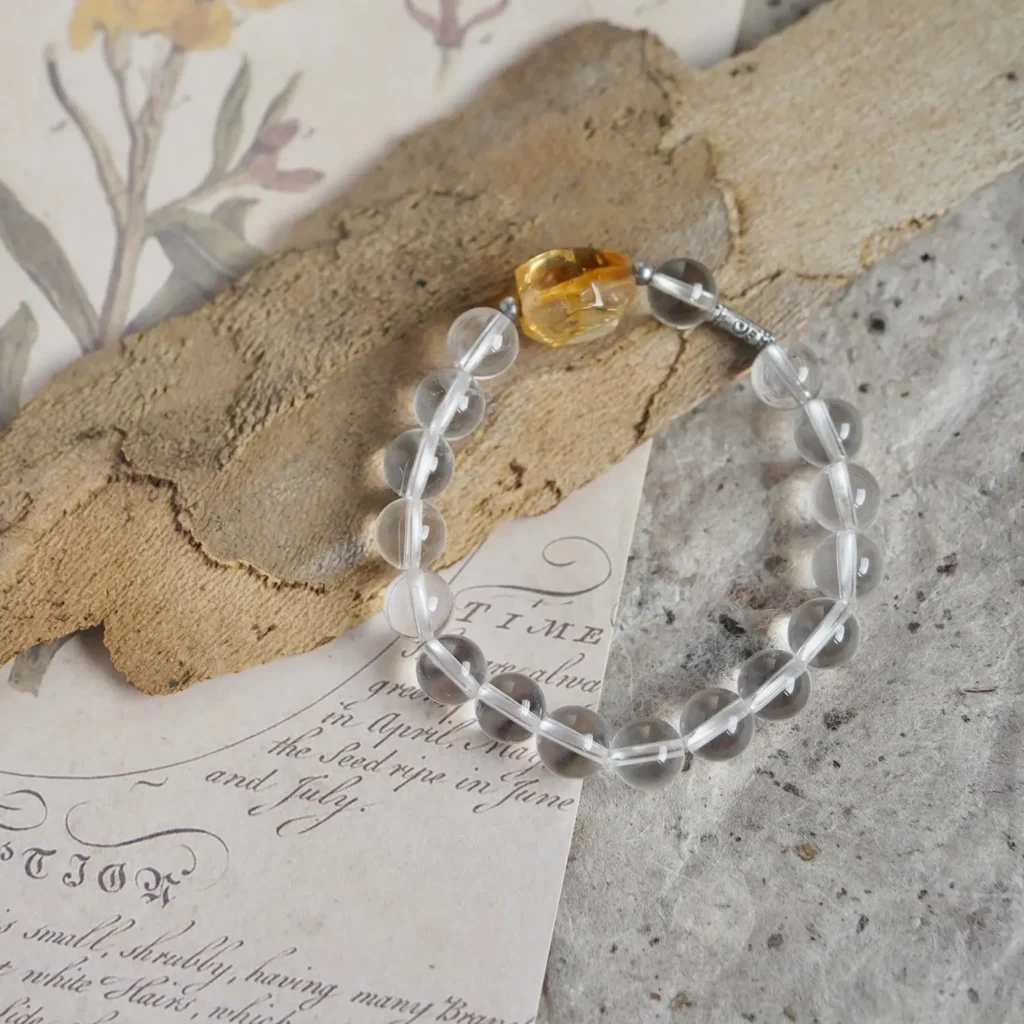 Handcrafted white crystal bracelet by Peonyjewels, showcasing delicate artistry, luminous clarity, and elegant design.
