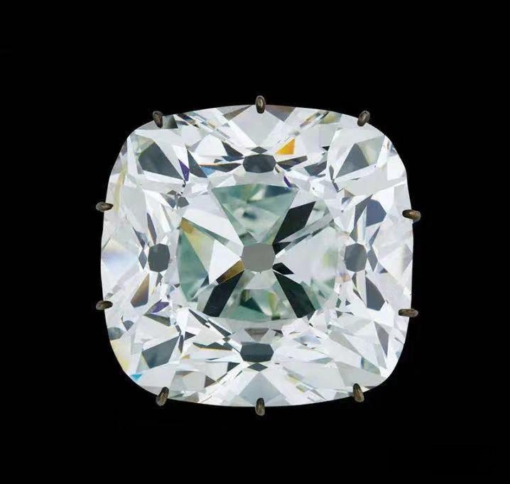 The 140.64 carat Regent Diamond, one of the world's most famous and historically significant large cut diamonds, known for its cushion brilliant cut.