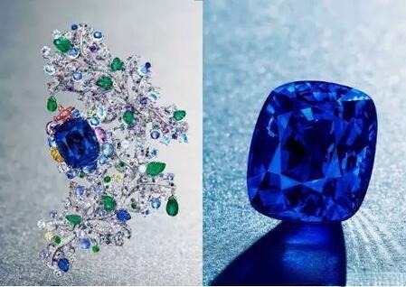 Brooch designed by Anna Hu, featuring a 58.29-carat Burmese royal blue sapphire, sold at Christie’s auction.