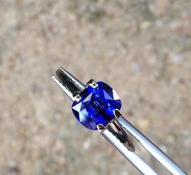 A beautiful, finished Ceylon Sapphire, demonstrating the skilled labor and added cost contributed by the gem cutters in the Sri Lankan supply chain.