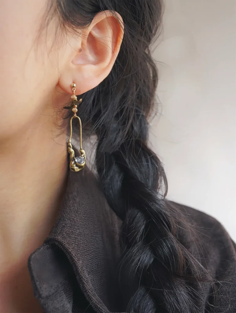 Peonyjewels handcrafted S925 gold-plated sterling silver post earrings styled for casual daytime wear.