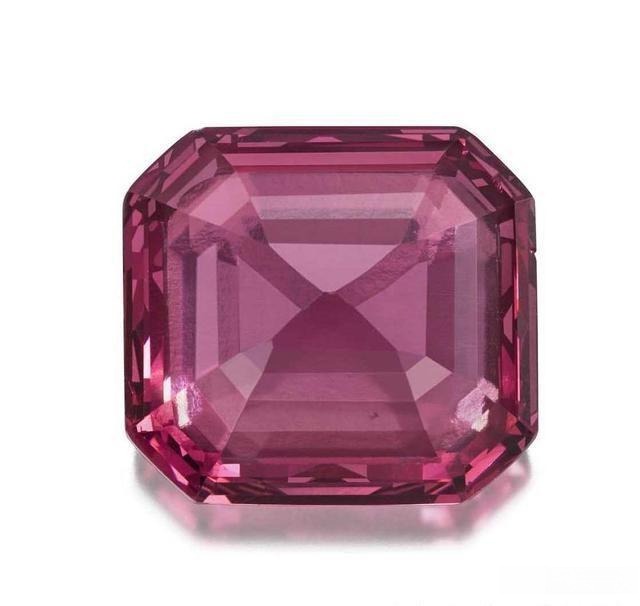 Hope Spinel, 50.13 carats, octagonal cut with deep purplish-pink color, exceptional clarity, and flawless craftsmanship.
