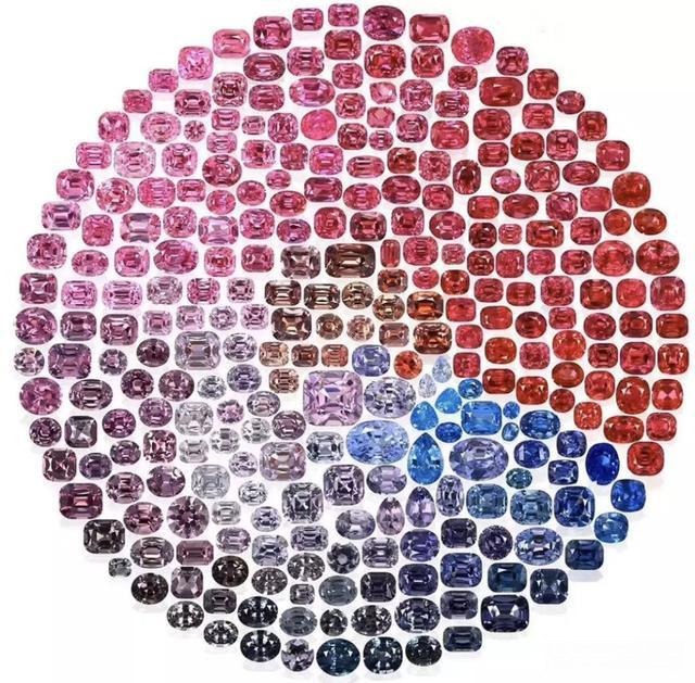 Lustrous spinel gemstones in blue, red, purple, and black, showcasing brilliance second only to diamonds.