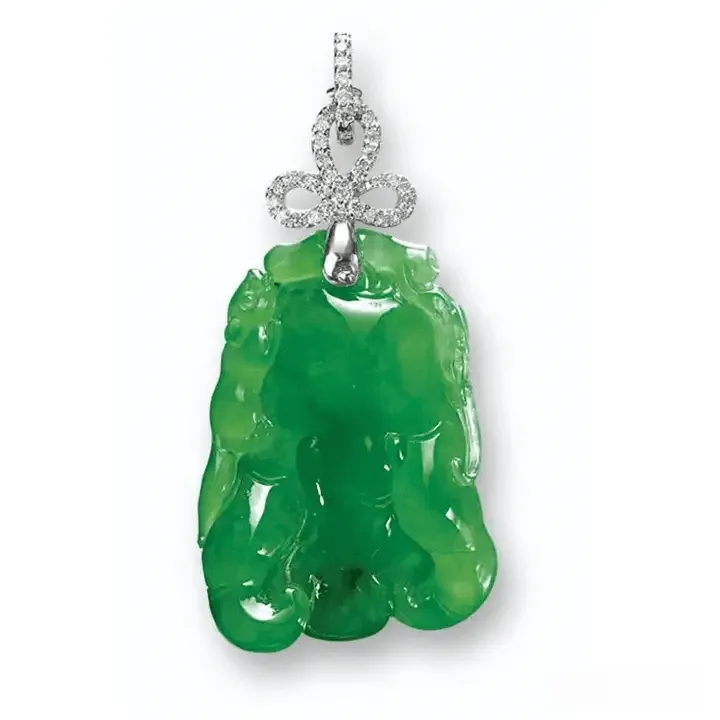 Type A jadeite pendant made from natural untreated jade, showcasing authentic translucency and pure green hue