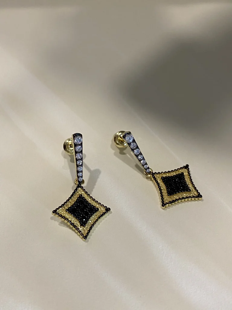 Unique 925 silver studs with vintage gold-tone finish, perfect for casual and party wear.