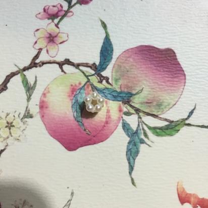 A perfectly completed pearl flower ball, with excess threads trimmed and ends carefully sealed by melting.