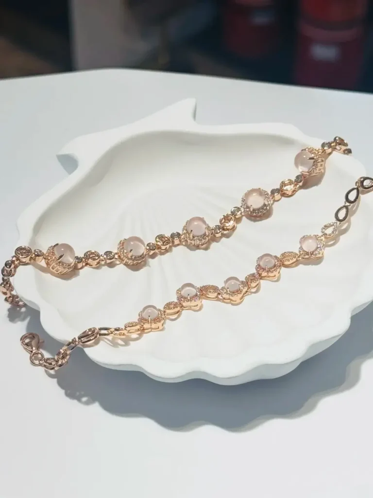 PeonyJewels Rose Quartz bracelet with star effect.