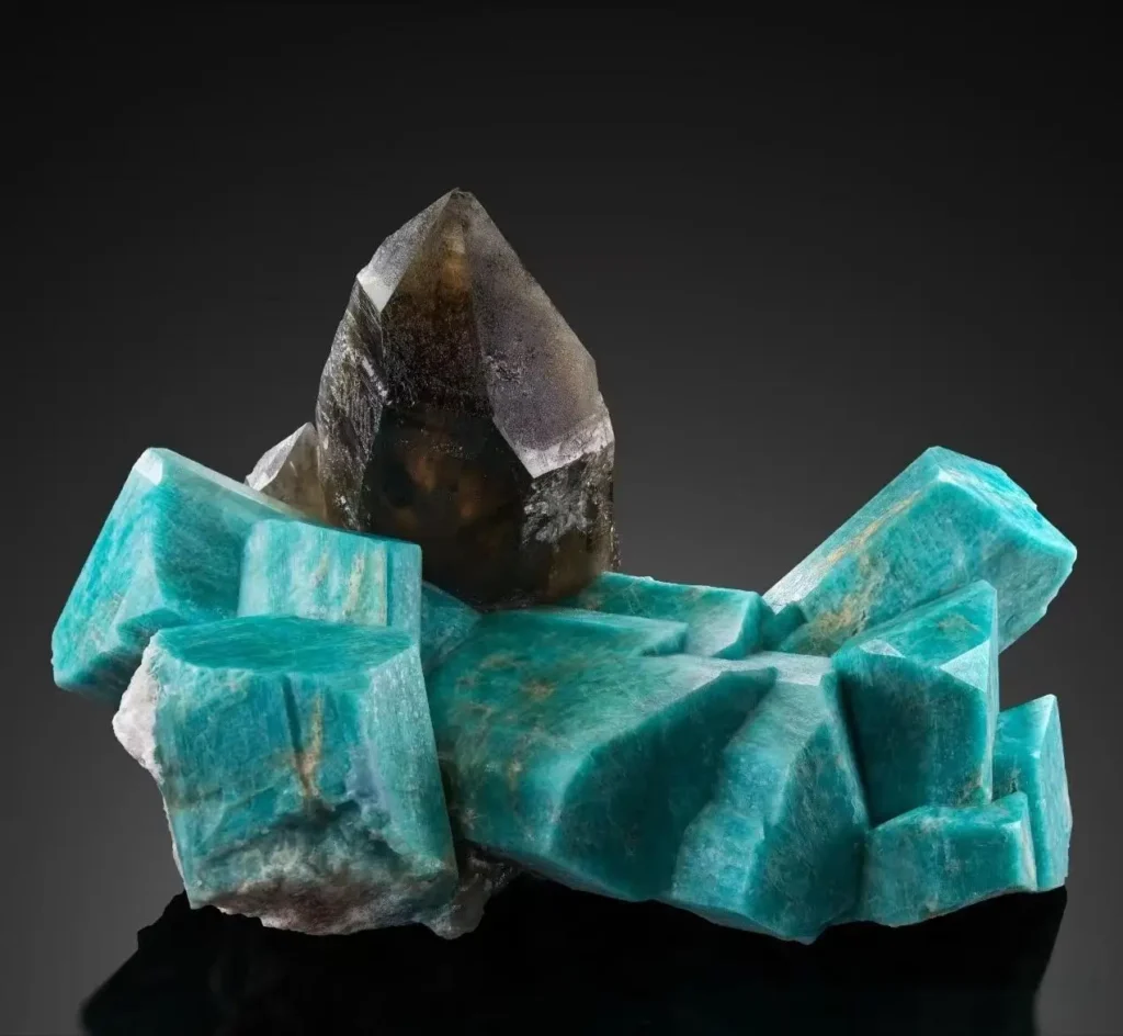 Specimen of amazonite showing green to blue-green microcline feldspar with natural texture.