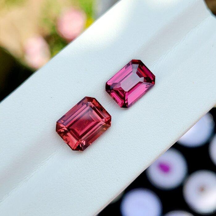 PeonyJewels tourmaline gemstone displaying vibrant red, green, and blue colors with natural inclusions.